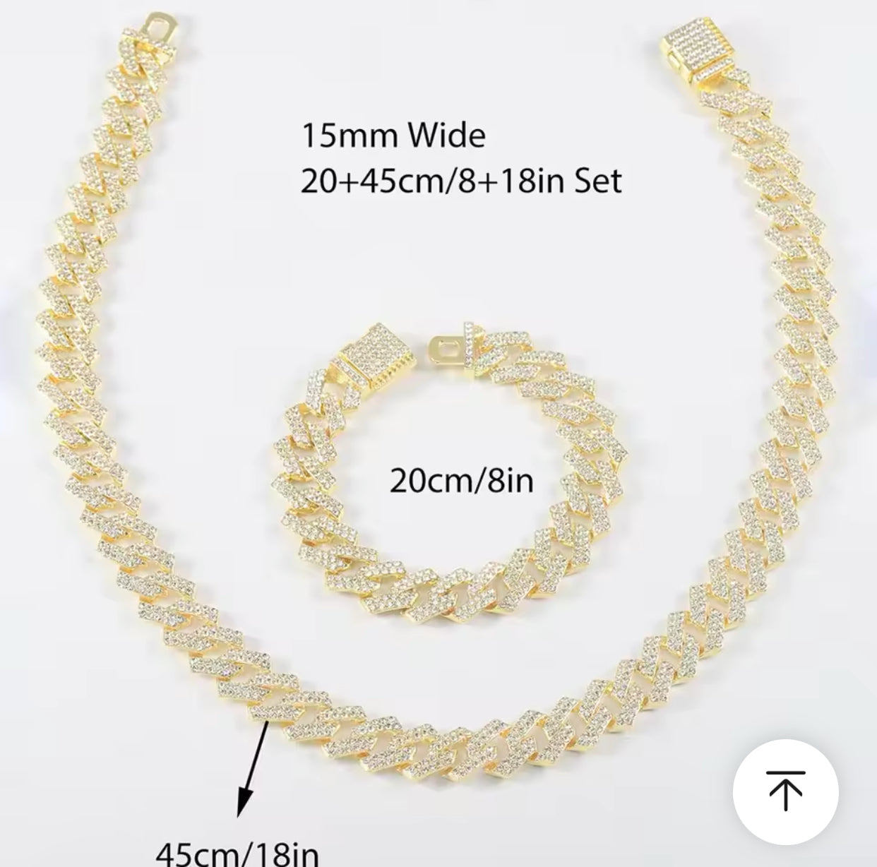 Iced out Exquisite Sliver Necklace Bracelet Set