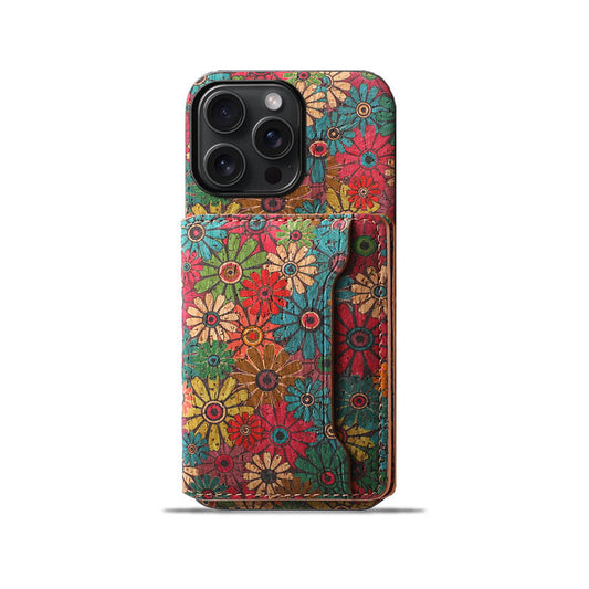 Vintage  Floral seasons Leather Wallet Case  – Boho Chic Protection for iPhone Case