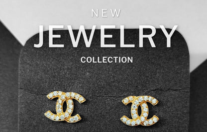 Double c logo stud with zirconia gold tone