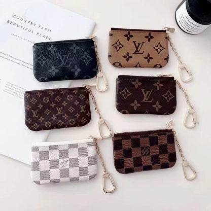 Luxury Lou-Inspired Monogram Coin Pouch Collection with Chain Clip