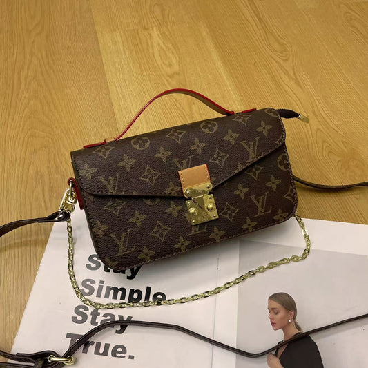 Vintage Lock Chain Shoulder Bag – Classic Monogram Design