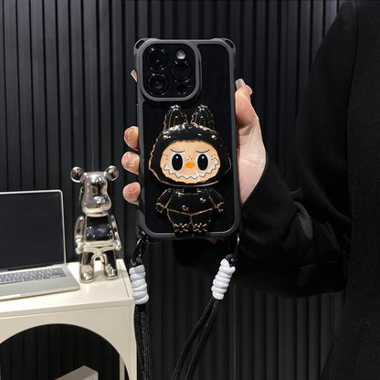 Hard Shell Labubu Mirror Kickstand iPhone Case – Rotatable Mirror | Shockproof Design