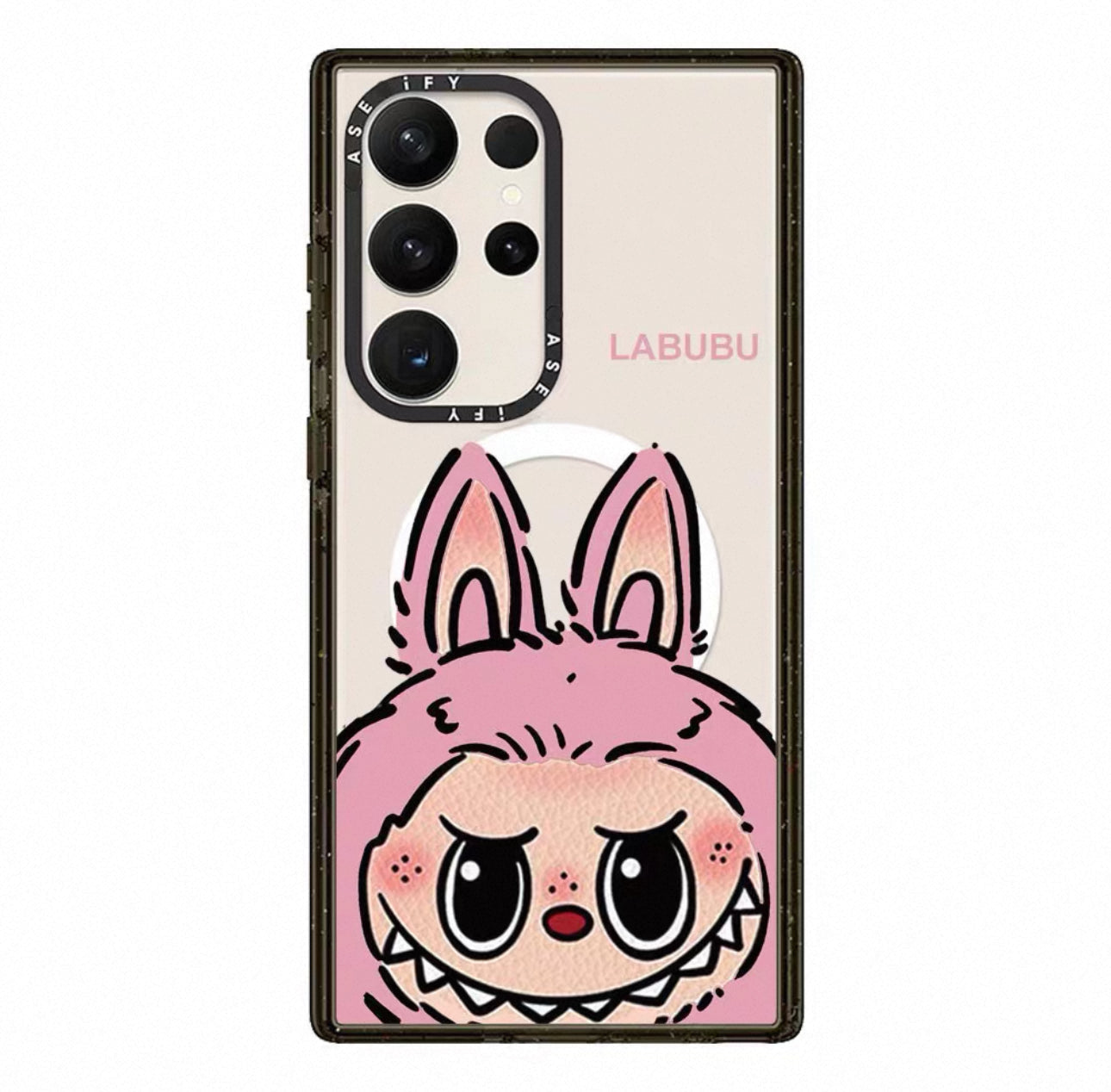 Cute Cartoon Labubu | Big Head Pink Brown - Phone Case Samsung Galaxy S25 S24 S23 S22 Ultra