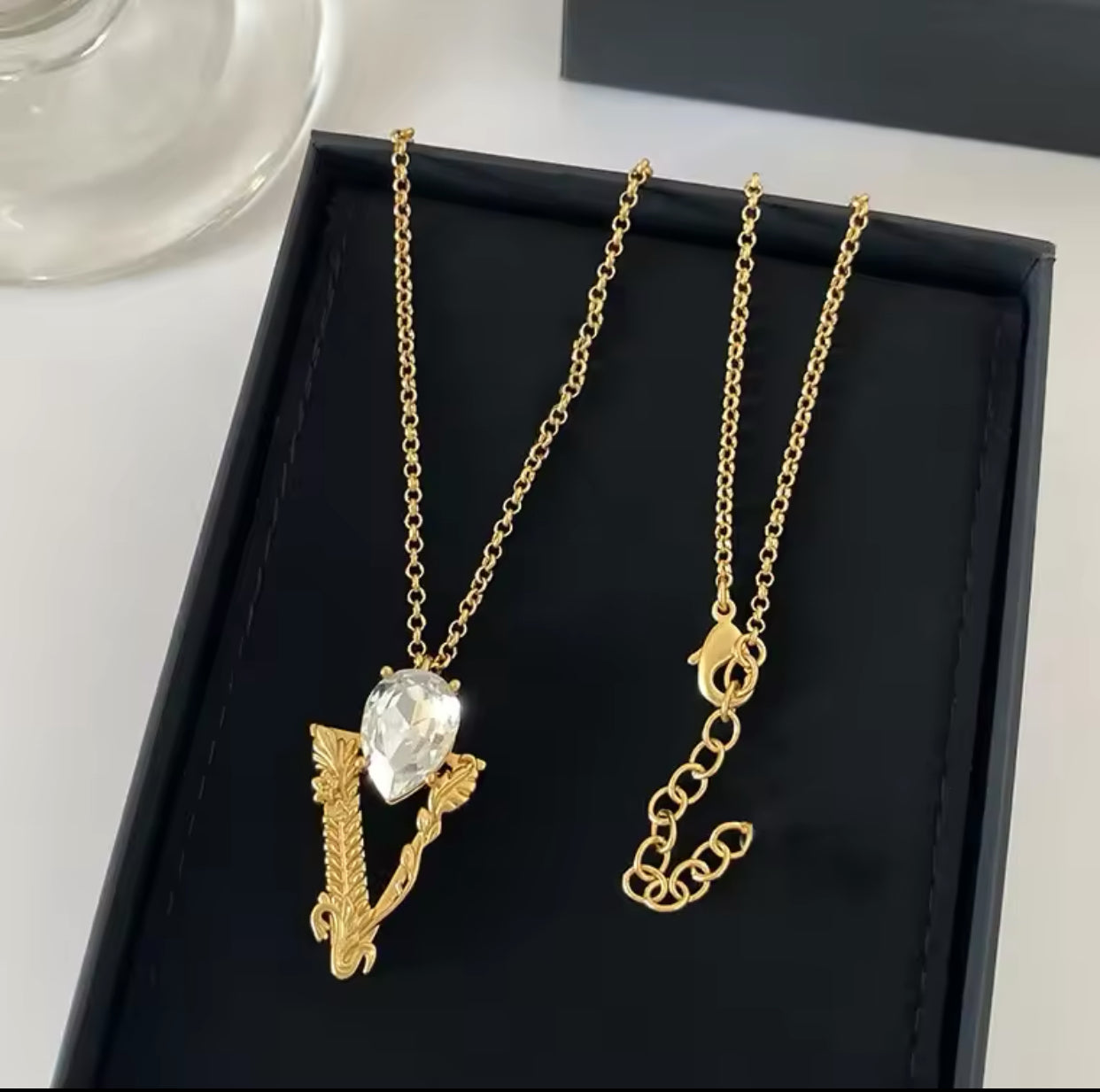 New 18k Gold plated Transparent Gemstone Necklace