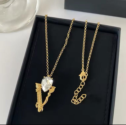 New 18k Gold plated Transparent Gemstone Necklace