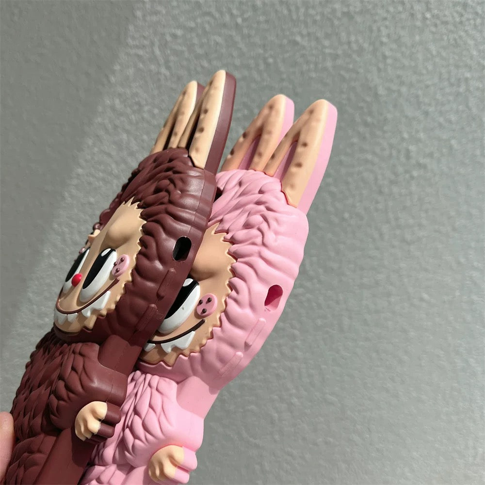 Cute Cartoon Labubu Zimomo Silicon Case | Brown Pink - iPhone Case