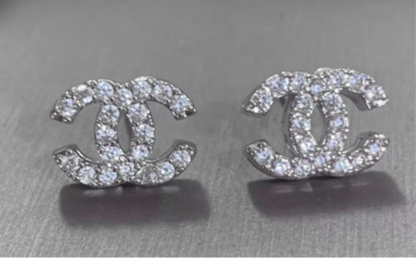 Double c logo stud with zirconia gold tone