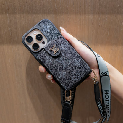 Luxury Crossbody iPhone Case with Card Holder & Strap
