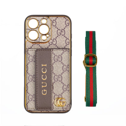 Luxury Stylish iPhone Case with Card Holder & Strap