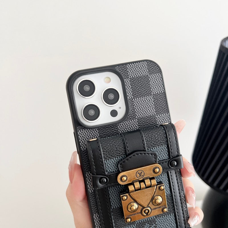 Lou Black & White Crossbody Chain iPhone Case