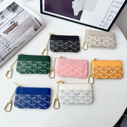 Classic Pattern Mini Leather Key & Coin Pouch