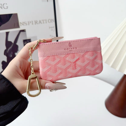 Classic Pattern Mini Leather Key & Coin Pouch