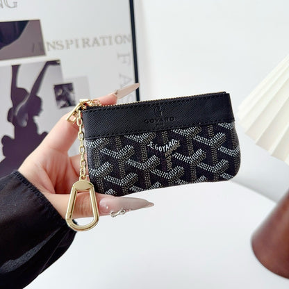 Classic Pattern Mini Leather Key & Coin Pouch