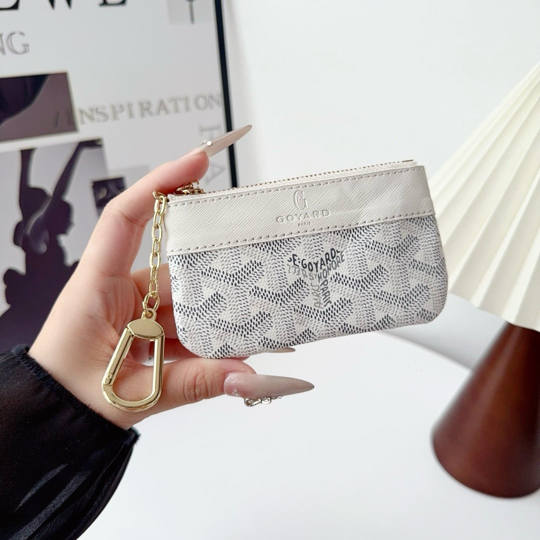 Classic Pattern Mini Leather Key & Coin Pouch