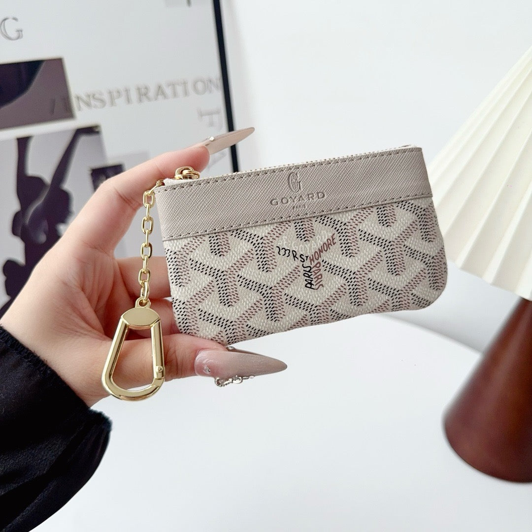 Classic Pattern Mini Leather Key & Coin Pouch