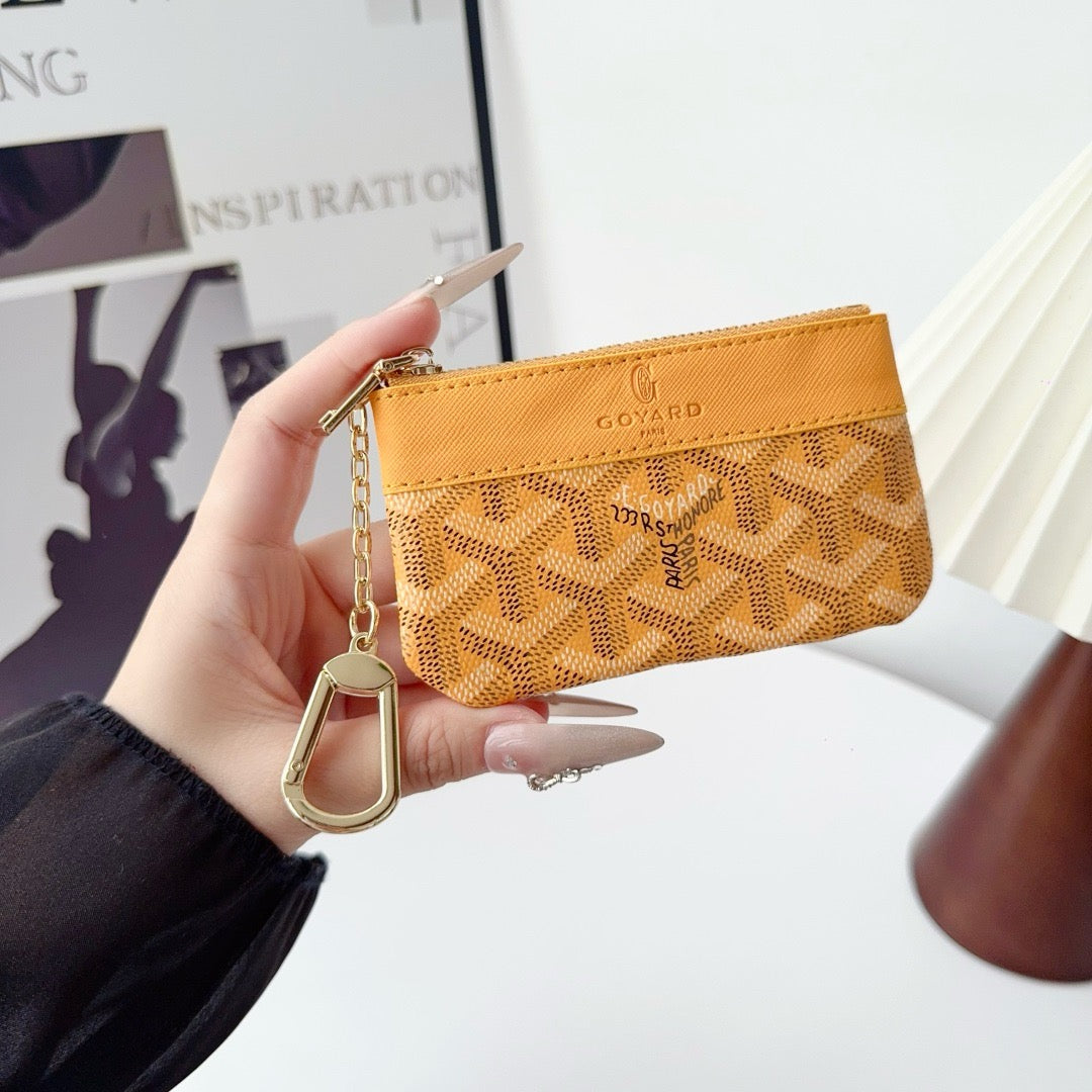 Classic Pattern Mini Leather Key & Coin Pouch