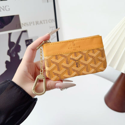 Classic Pattern Mini Leather Key & Coin Pouch