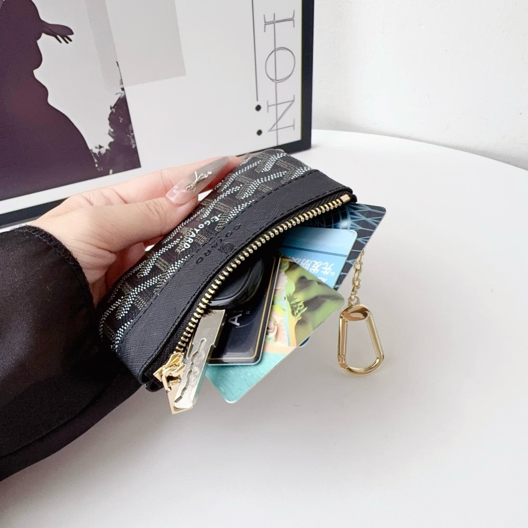 Classic Pattern Mini Leather Key & Coin Pouch