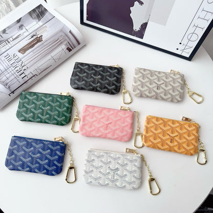 Classic Pattern Mini Leather Key & Coin Pouch