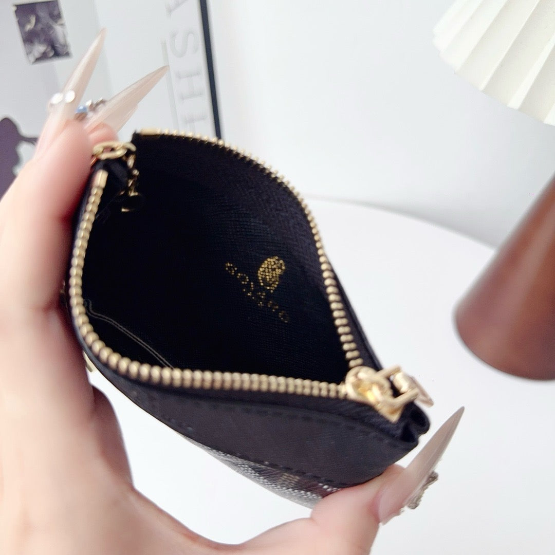 Classic Pattern Mini Leather Key & Coin Pouch