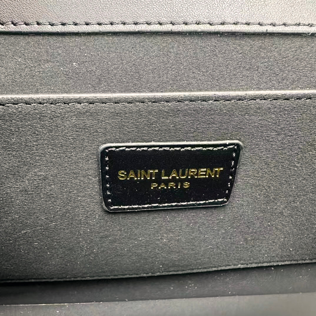 Elegant Gold-Chain Structured Leather Shoulder Bag