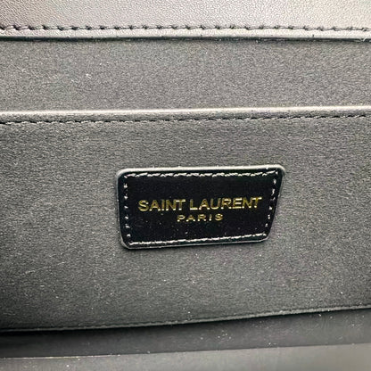 Elegant Gold-Chain Structured Leather Shoulder Bag