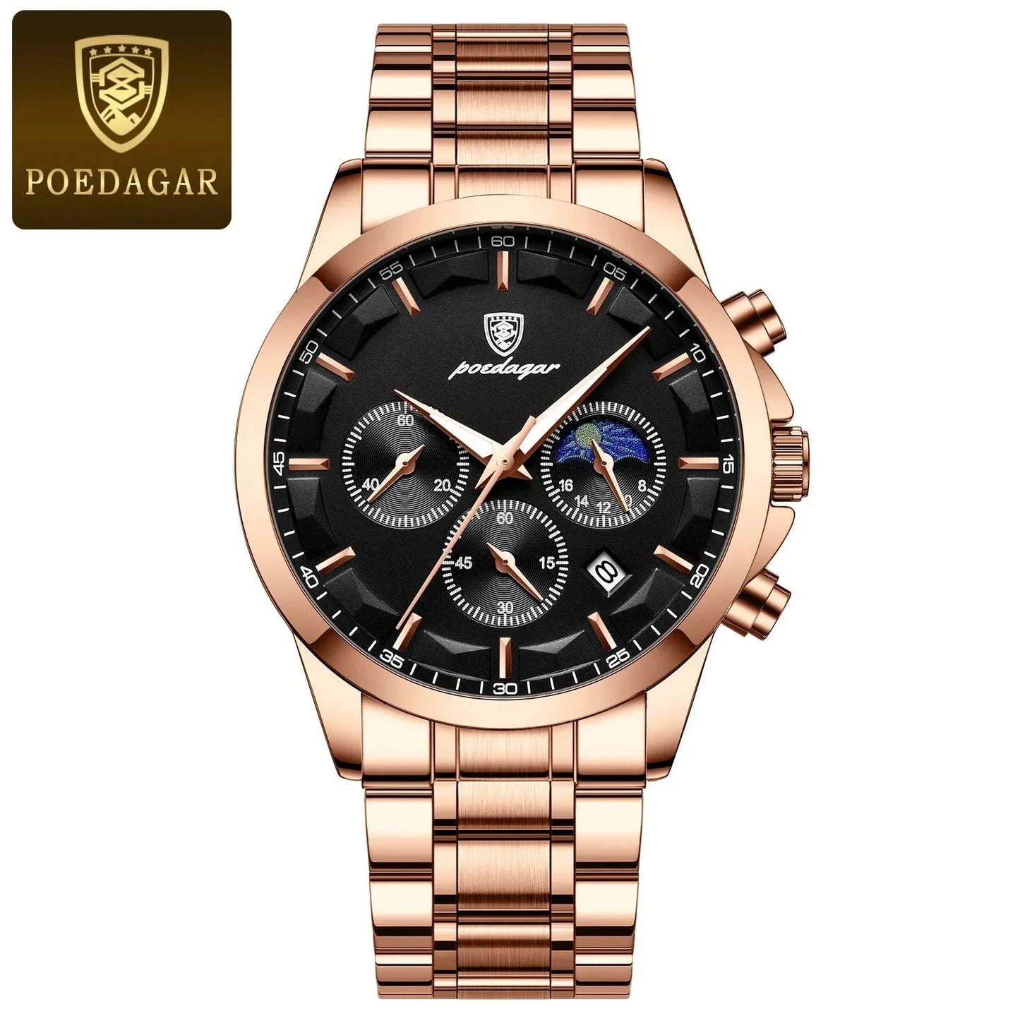 Poedagar ChronoLuxe Sport – Luxury Chronograph Quartz Watch