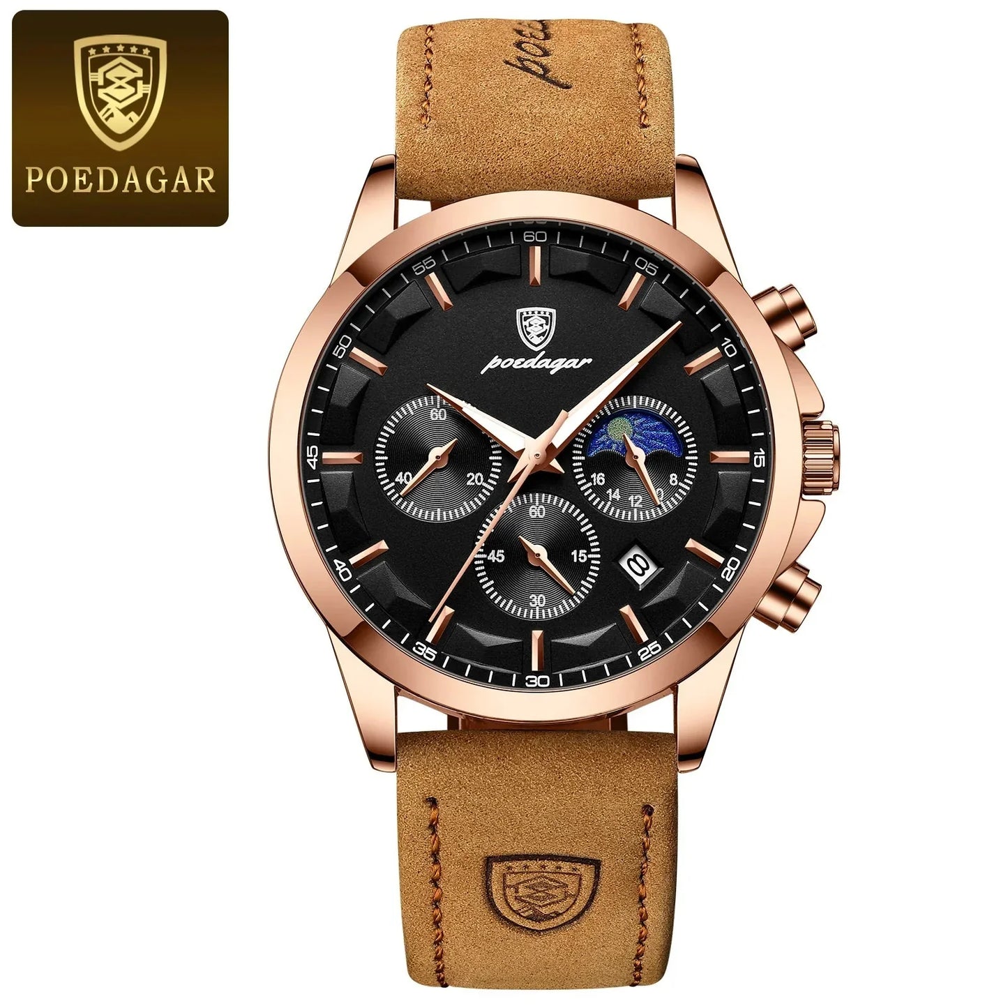 Poedagar ChronoLuxe Sport – Luxury Chronograph Quartz Watch