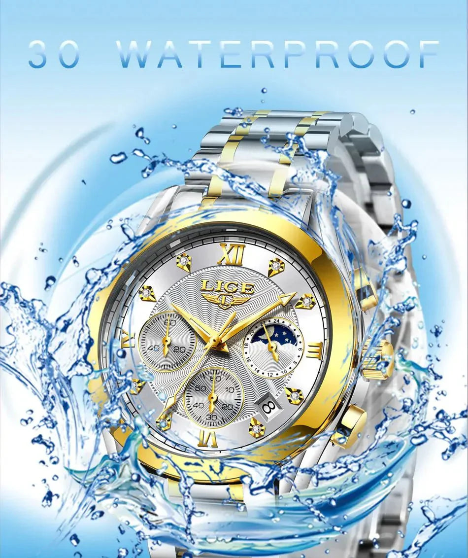 Shark & Sapphire Golden Radiance Luxury Women's Watch