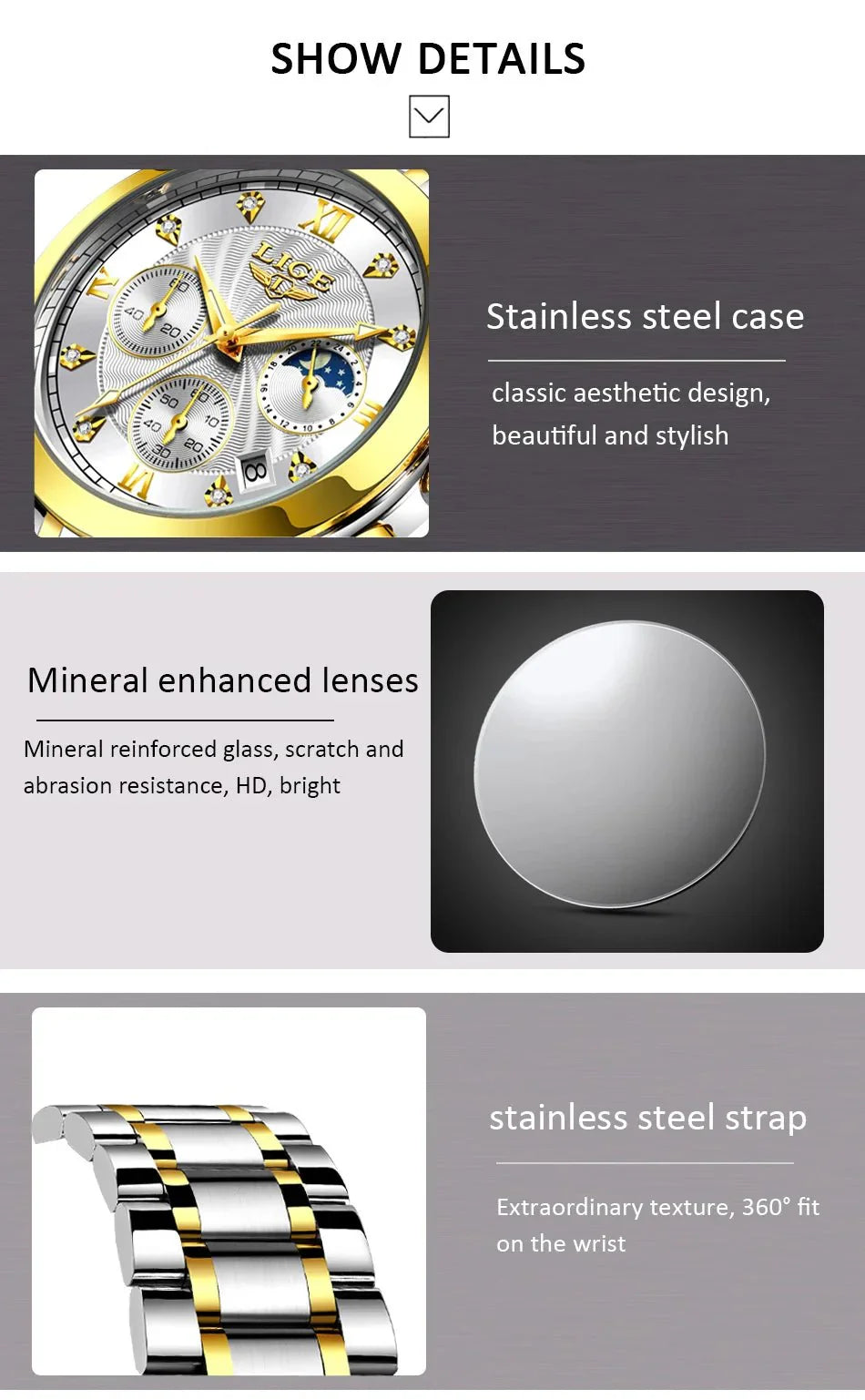 Shark & Sapphire Golden Radiance Luxury Women's Watch