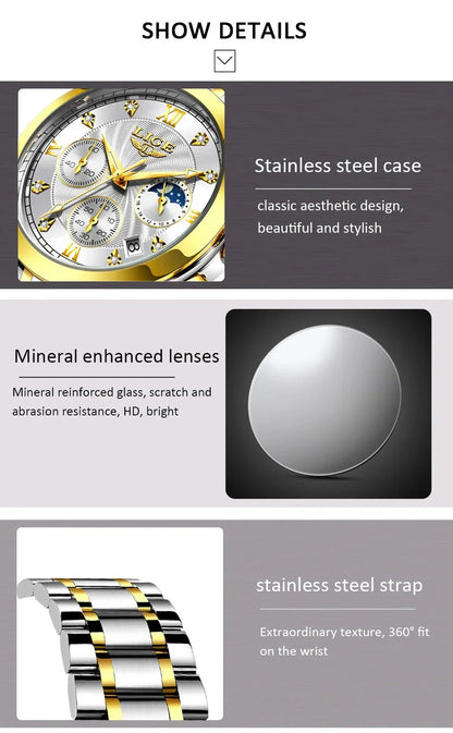 Shark & Sapphire Golden Radiance Luxury Women's Watch